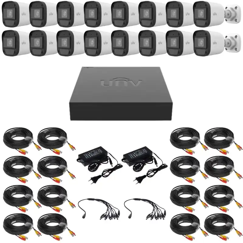 Comandă acum Sistem supraveghere Uniview, 16 camere, 2MP, Full HD, IR 20m, Accesorii montaj inclus, DVR, Vizualizare pe mobil