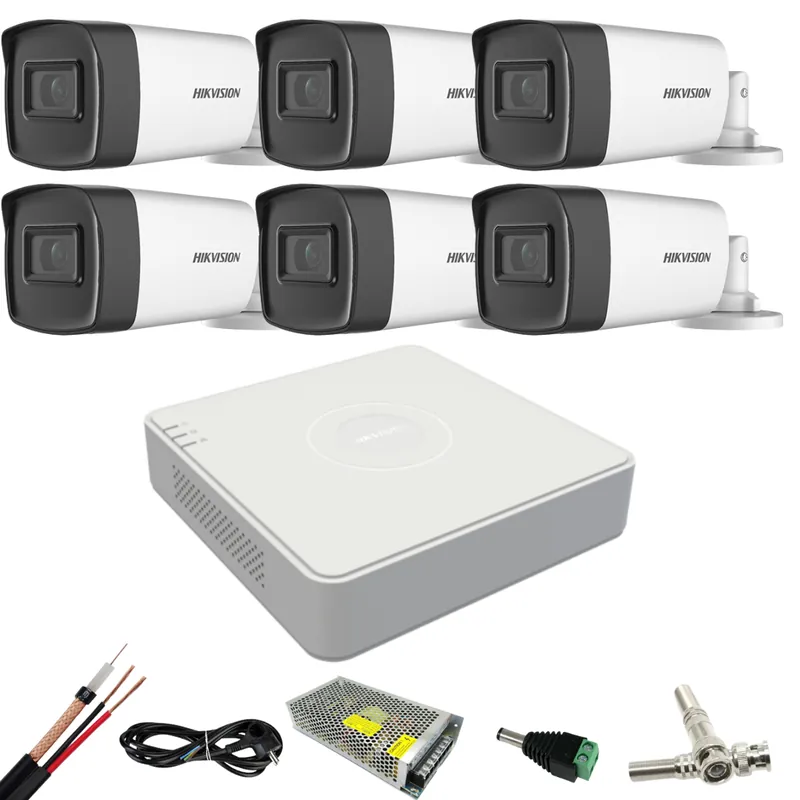 Sistem supraveghere video Hikvision 6 camere de exterior 5MP Turbo HD Super ofertă