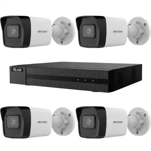 Comandă acum Kit supraveghere Hikvision HiLook 4 camere IP 4MP PoE IR 30m IP67 si NVR 4 canale 6MP PoE 36W 1 port SATA