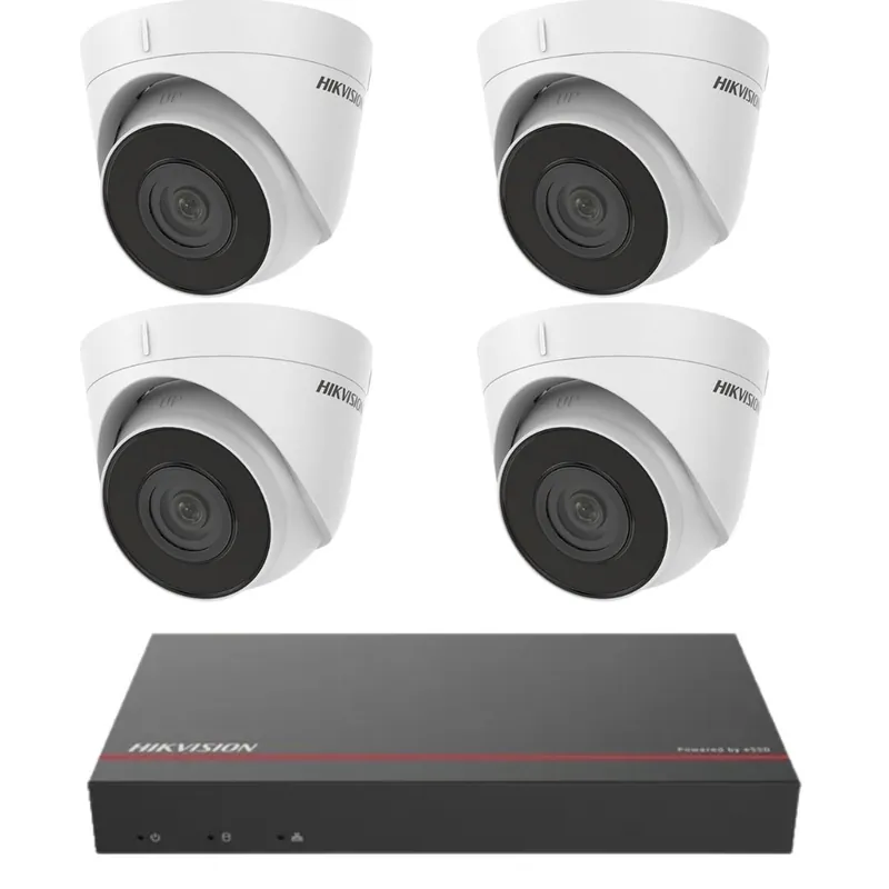 Reducere extra Kit supraveghere Hikvision4 camere IP 2MP IR30m PoE NVR 4 canale 4MP SSD 1TB Preinstalant