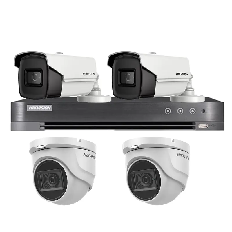 Sistem supraveghere Hikvision mixt, 2 camere interior 8MP 4 in 1, IR 30m, 2 camere exterior 4 in 1 8MP IR80m, DVR 4 canale 4K 8MP Reducere