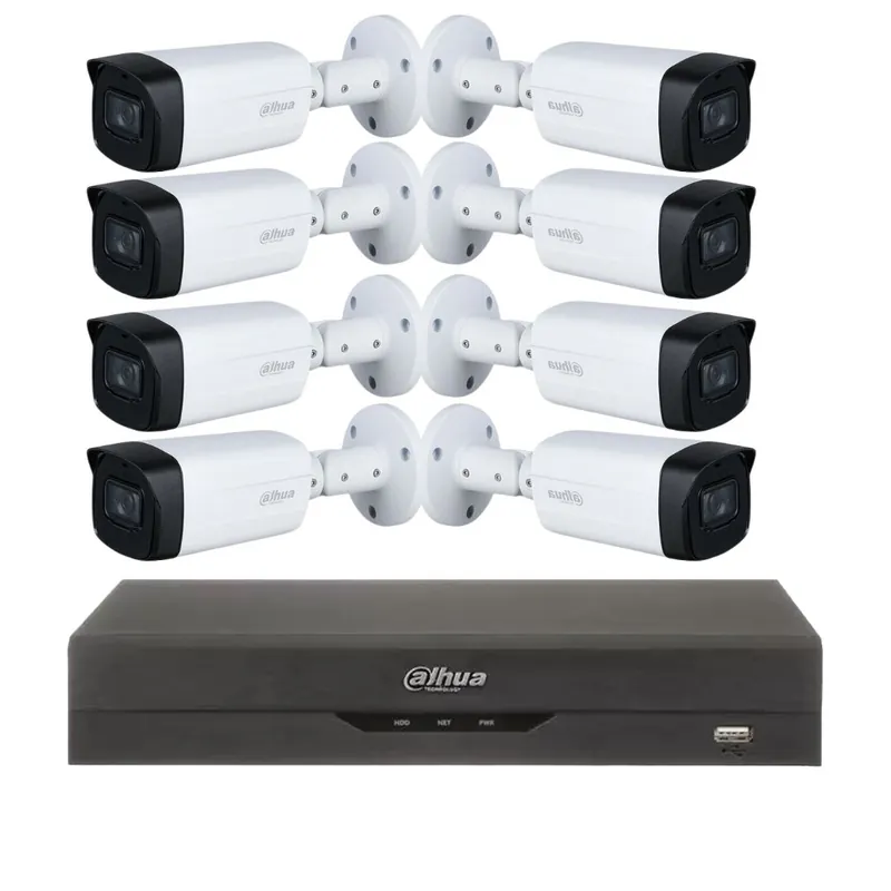Super ofertă Kit supraveghere 8 camere Dahua, 5MP, IR 80M, lentila 3.6mm, Starlight, DVR Dahua 8 canale, 4K, Pentabrid