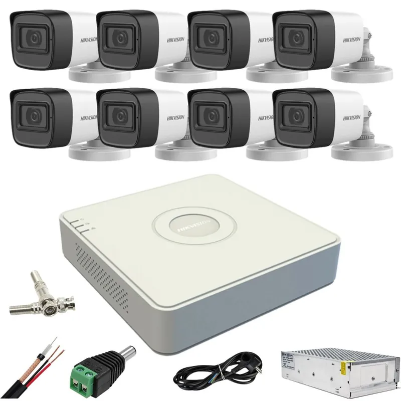 Bestseller Sistem supraveghere Hikvision 8 camere 5MP IR 30m Microfon DVR 8 canale 8MP Accesorii incluse
