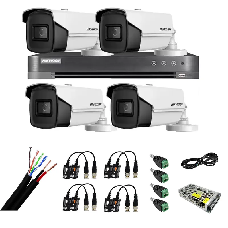 Kit supraveghere video 4 camere 8MP 4 in 1 IR 60m, DVR 4 canale 4K 8MP, accesorii Super ofertă