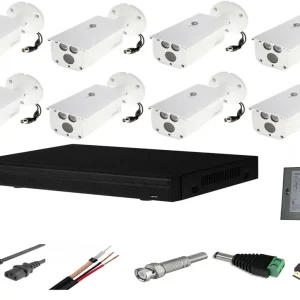Sistem supraveghere video complet de exterior 8 camere Dahua 2MP Starlight IR 80m, CADOU cablu HDMI Expediere rapidă