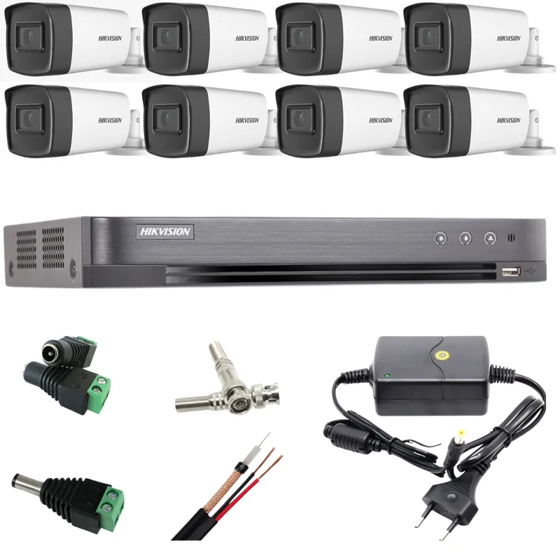 Retur ușor Sistem supraveghere profesional Hikvision 8 camere 5MP Turbo HD IR 80m