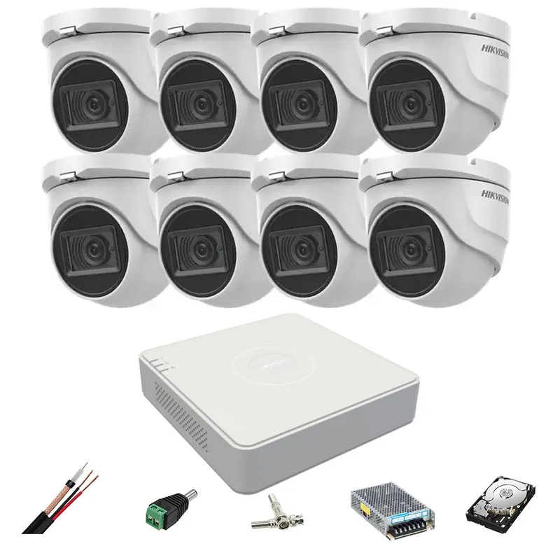 Sistem supraveghere Hikvision 8 camere 8MP, 2.8mm, IR 30m, DVR 8 canale 4K, accesorii, hard disk Cumpărături sigure