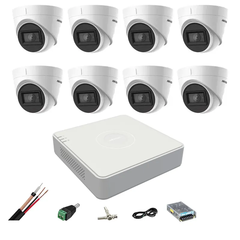 Expediere rapidă Sistem supraveghere video Hikvision 8 camere 4 in 1 8MP IR 60m, DVR 8 canale 4K, accesorii montaj