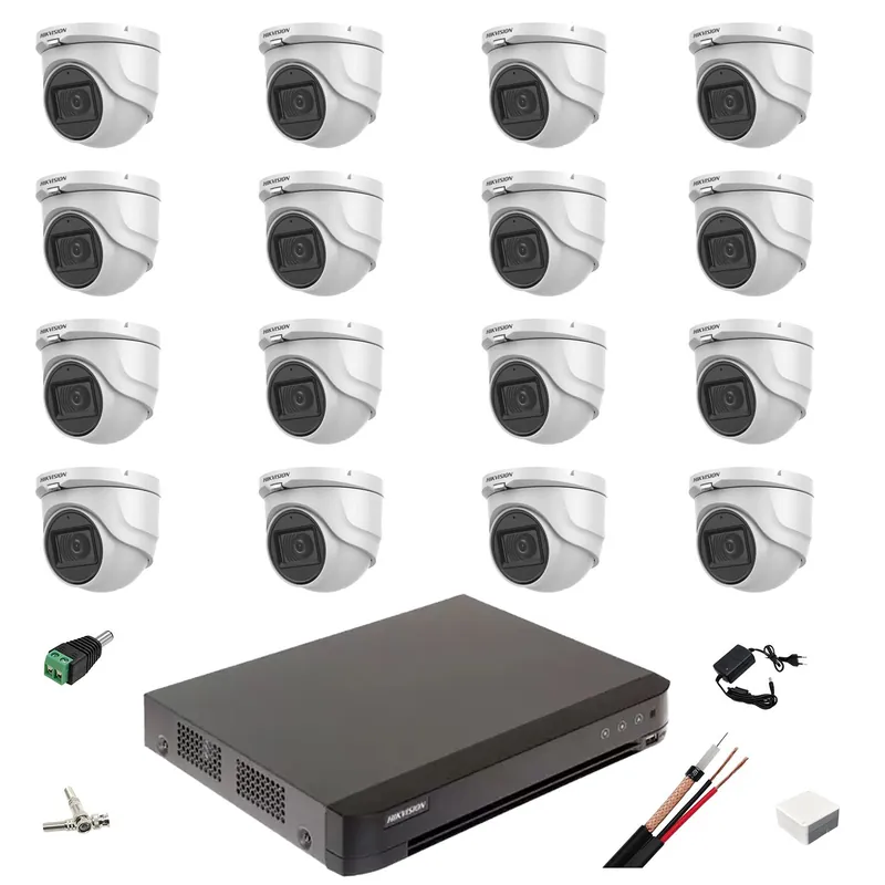 Cumpără acum Sistem de supraveghere 16 camere 5MP Hikvision 2.8mm IR 30m, DVR AcuSense 16 canale video, accesorii instalare