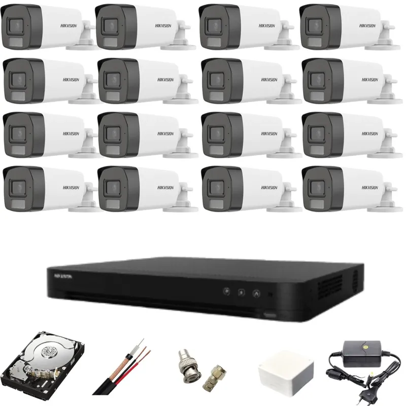 Cumpără online Sistem supraveghere 16 camere Hikvision 5MP Dual Light IR 40m WL 40m DVR AcuSense 8MP cu accesorii incluse HDD 4TB
