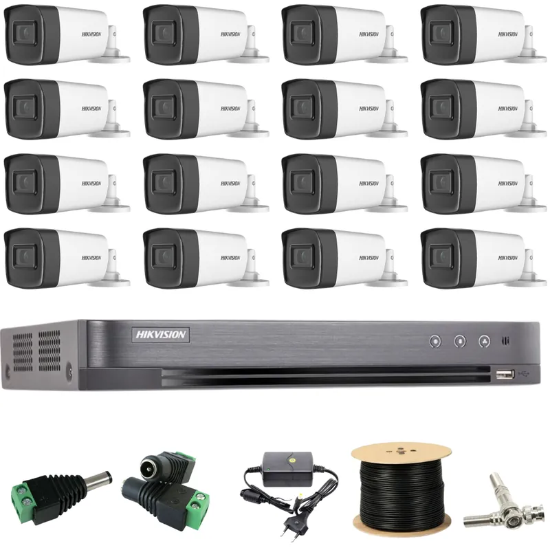Sistem Supraveghere profesional Hikvision 16 Camere 5MP Turbo HD IR 40m Ofertă exclusivă