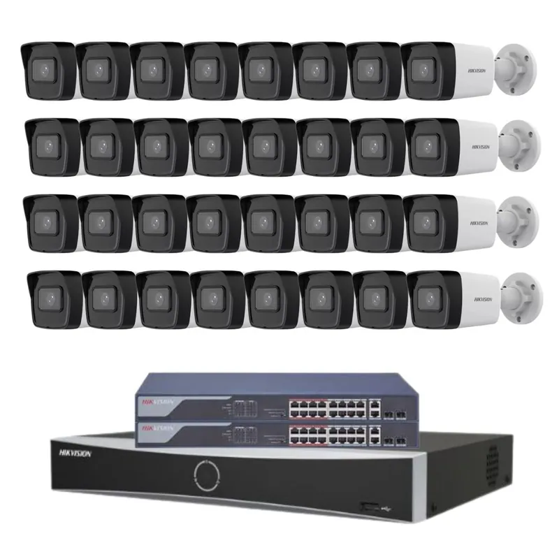 Sistem supraveghere profesional Hikvision, 32 camere, 4MP 2K, IR 30m, NVR 32 canale, Switch PoE, Vizualizare pe mobil, Functii inteligente Chilipir
