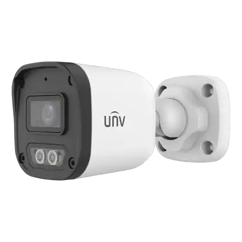 Plată sigură Camera IP ColorHunter 4MP, lentila 2.8mm, IR 30m, WL 15m, Mic, PoE, IP67 - UNV IPC2124LB-AF28-DL-ECO
