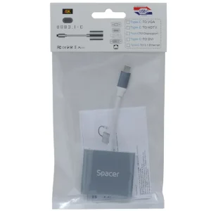 Expediere rapidă Docking Station Spacer universal 3 in 1, conectare Type-C USB 3.1, USB 3.0 x 1, porturi video HDMI x 1, suporta pana la 4K (30Hz