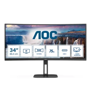 Monitor AOC V5 CU34V5C, 86,4 cm (34"), 3440 x 1440 Pixel, Wide Quad HD, LED, 1 ms, Negru Cel mai vândut