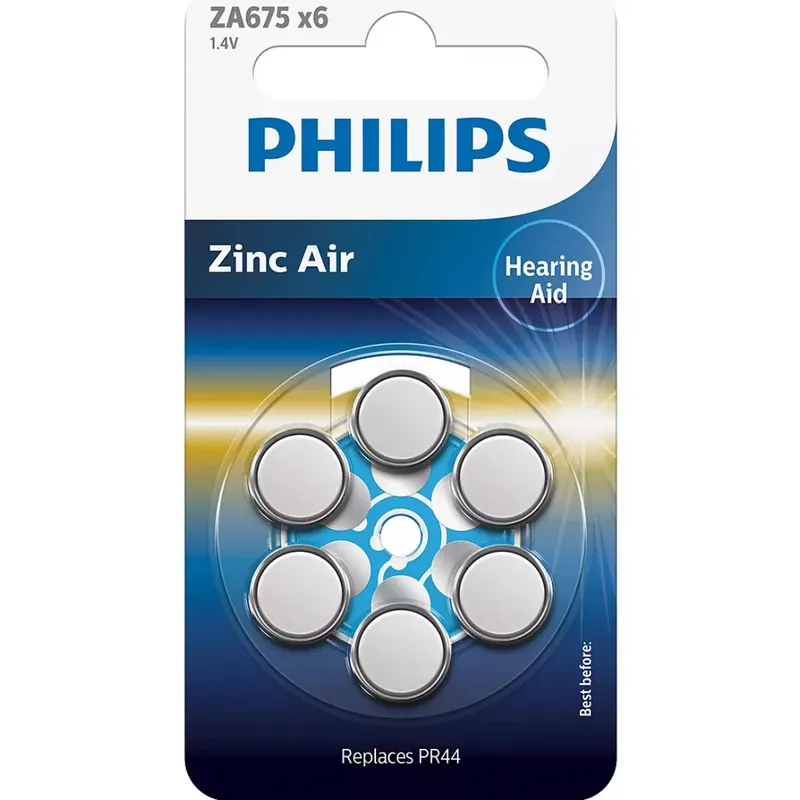 Transport gratuit PHILIPS Zinc Air 675 aparat auditiv element 6buc
