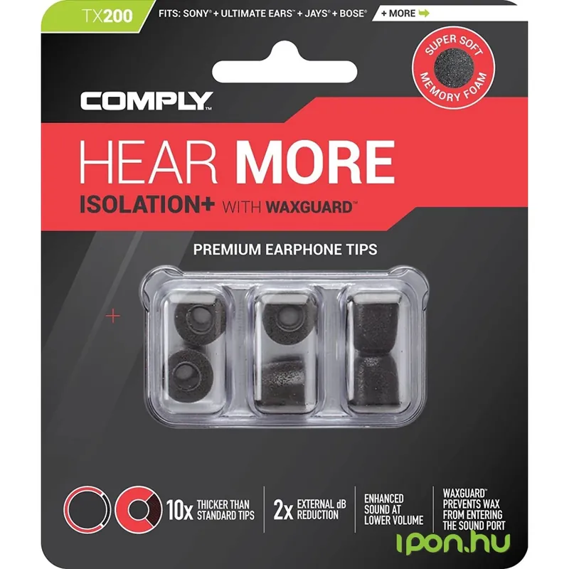 Disponibil imediat COMPLY Isolation Plus Tx-200 spumă memorie dop ureche L negru