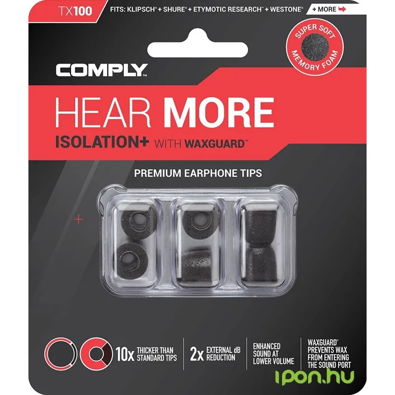 COMPLY Isolation Plus Tx-100 spumă memorie dop ureche L negru Preferatul clienților