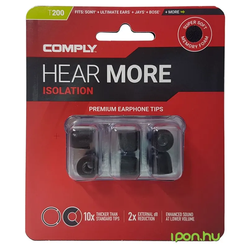 Ofertă exclusivă COMPLY Isolation T-200 spumă memorie dop ureche L negru