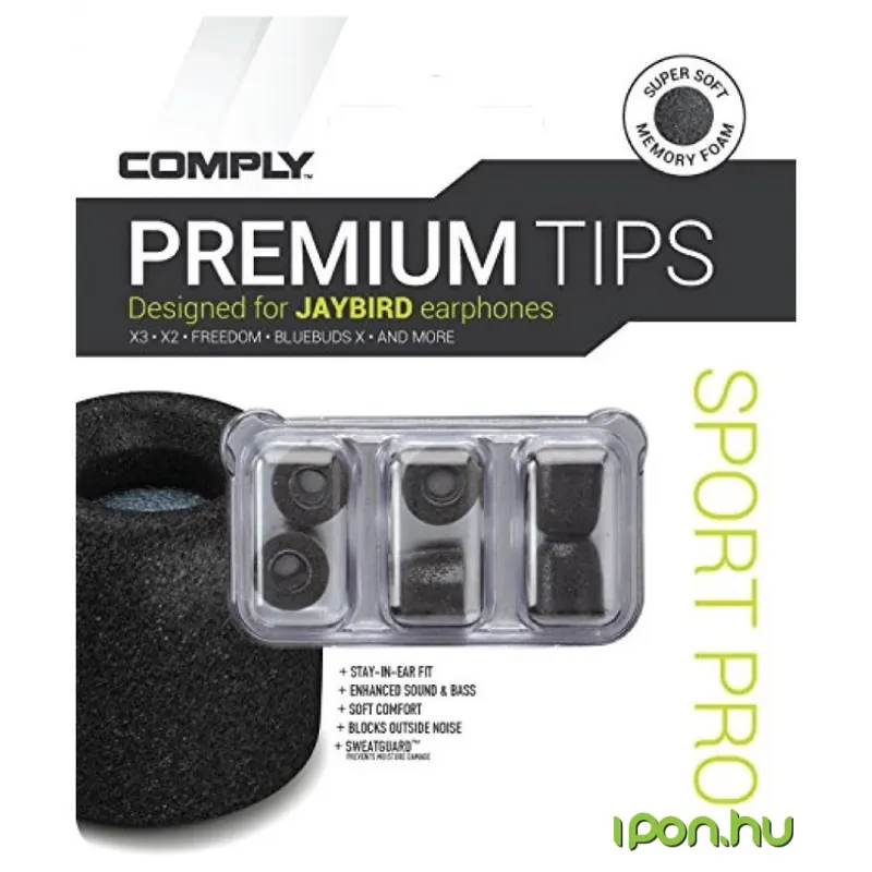 Retur ușor COMPLY Sport Pro for Jaybird earphones spumă memorie dop ureche negru
