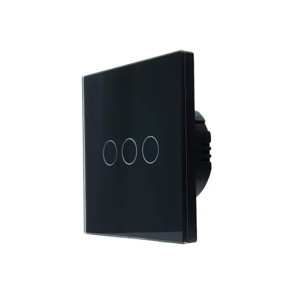 SMARTWISE SMW-BUN-T63-WIFIBT-B T63 UNI Wi-Fi + eWeLink-Remote 3 circuit inteligent comutator tactil negru sticlă cu panou frontal Ofertă specială
