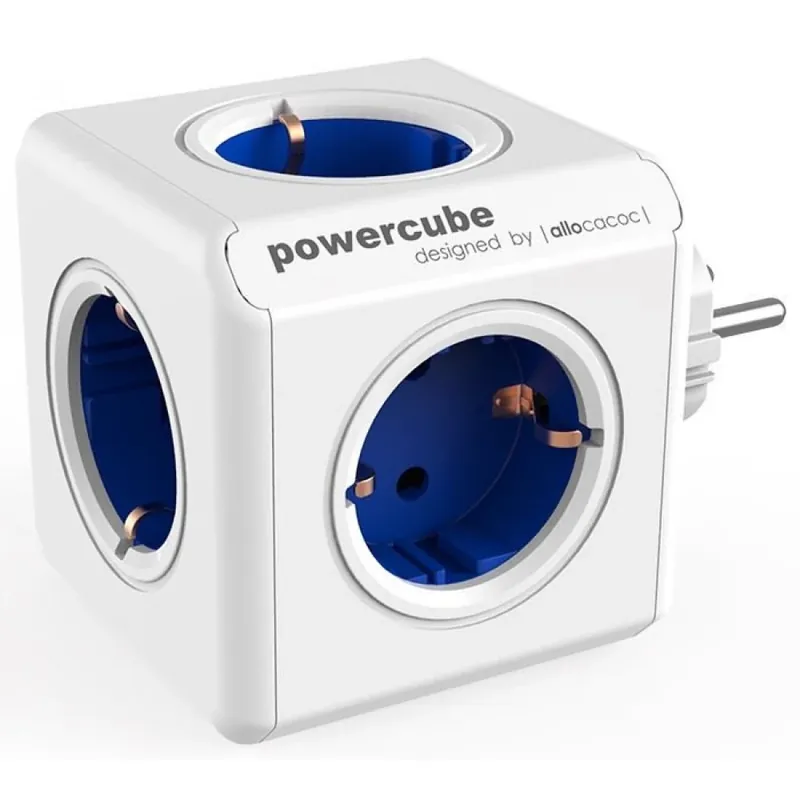 ALLOCACOC PowerCube 5 priză mural splitter alb-albastru Ofertă limitată