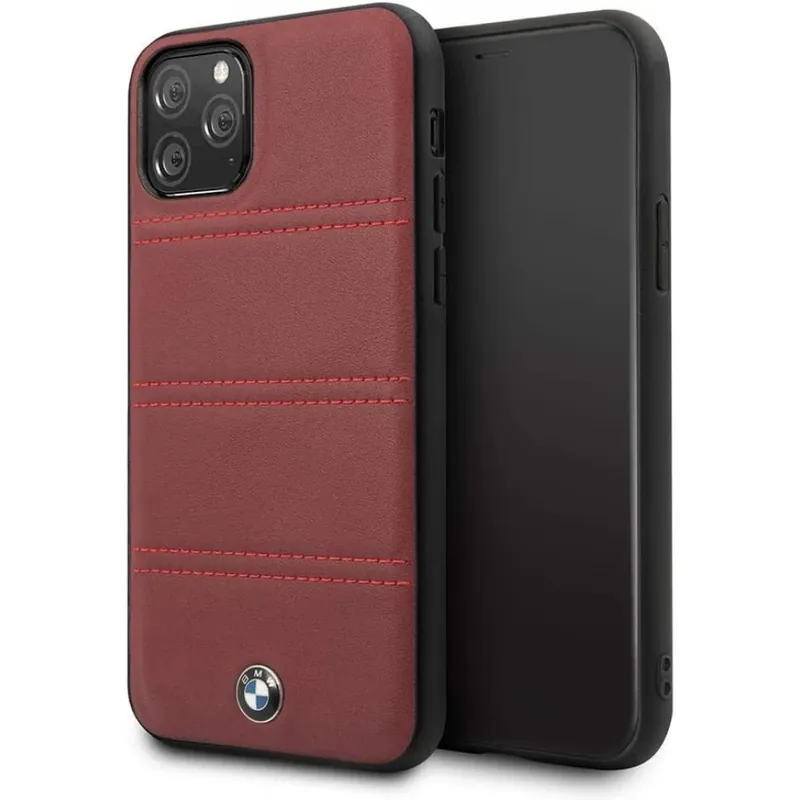 Ofertă CG MOBILE Piele orizontal ștriat spate toc BMW Cu sigla iPhone 11 Pro burgundi roșu
