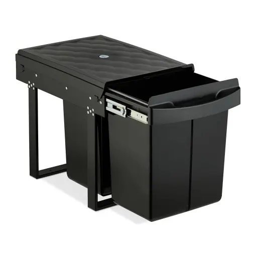 Mai ieftin Cos de gunoi incorporabil Relaxdays, 2 compartimente, 2x20L, negru