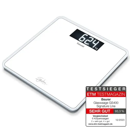 Cantar de baie Beurer GS 400, 200 kg, sticla securizata alba, display XL Reducere de preț