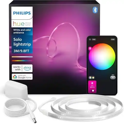 Comandă acum Banda LED Philips Hue 3m, iluminare inteligenta, controlata prin aplicatie, RGBWW
