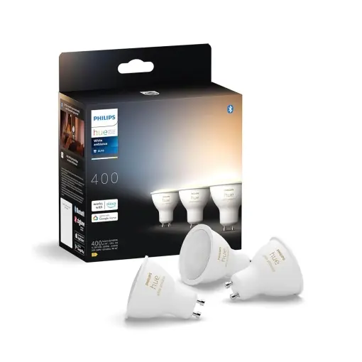 Spot LED Philips Hue GU10, 3 bucati, 400lm, dimabil, lumina calda- rece Retur gratuit