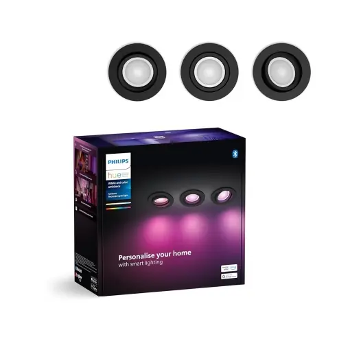 Spoturi LED Philips Hue White Color Ambiance, 3 buc, 1050 lm, dimabile, negru Ofertă specială