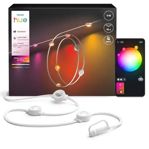 Lanturi de lumini exterioare Philips Hue Festavia, 9m, dimmabile, rezistente la intemperii Noutate