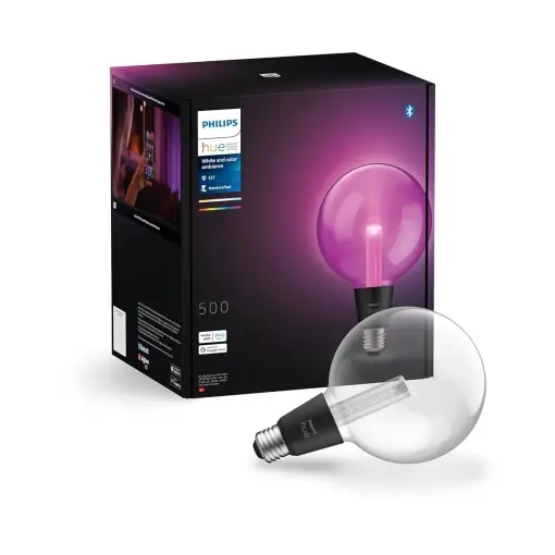Plată securizată Lampa LED Philips Hue Lightguide Edison, dimabila, 16 milioane culori, sticla cristalina