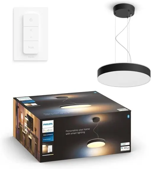 Premium Lampa suspendata Philips Hue Enrave, 4500lm, neagra, cu dimmer
