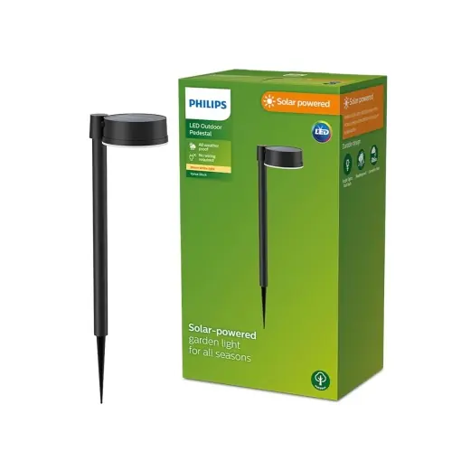 Lampa solara Philips Vynce 1,5W, senzori de lumina, IP44, neagra Retur gratuit