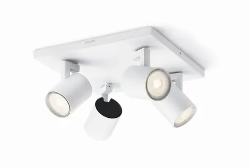 Preț promoțional Spoturi LED Philips myLiving Runner 4, 12 W, alb, dimabile, cu 4 capete rotative