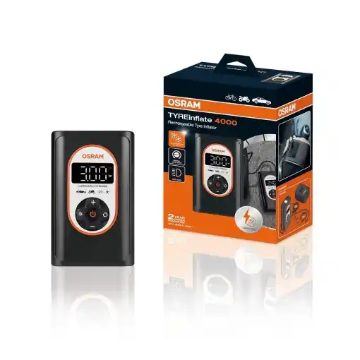 Compresor de aer OSRAM TYREinflate 4000, cu acumulator Li-Ion, cabless, LED Livrare rapidă
