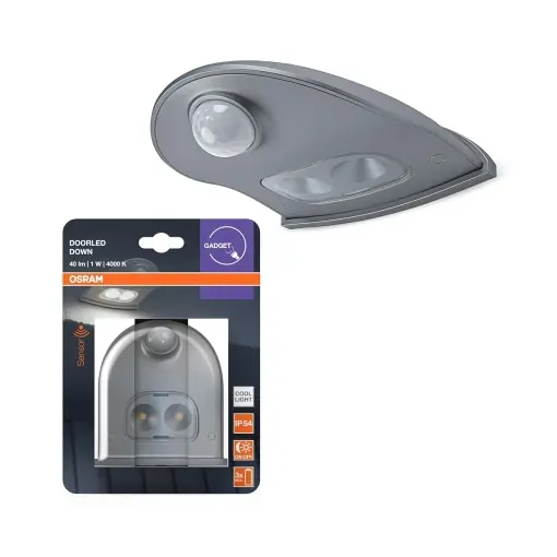 Preferatul clienților Lampa LED cu senzor de miscare Osram, 40lm, 0,95W, IP54, argintie