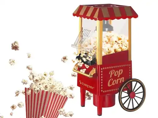Ofertă specială Masina de facut popcorn BEPER BT.651Y, 1200 W, fara ulei, rosuauriu