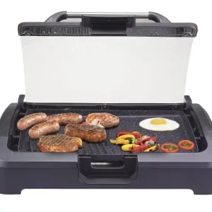 Plată securizată Grill Electric Beper BEP-90871, 2200 W, cu Capac de Sticla, Negru
