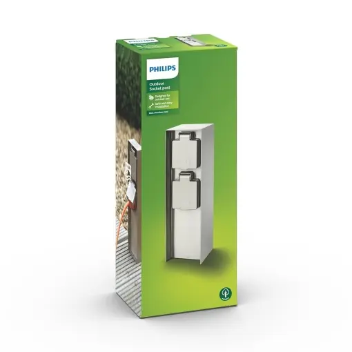 Ofertă specială Priza Exterioara Philips Rock, 2 Stecher, Inox, IP44
