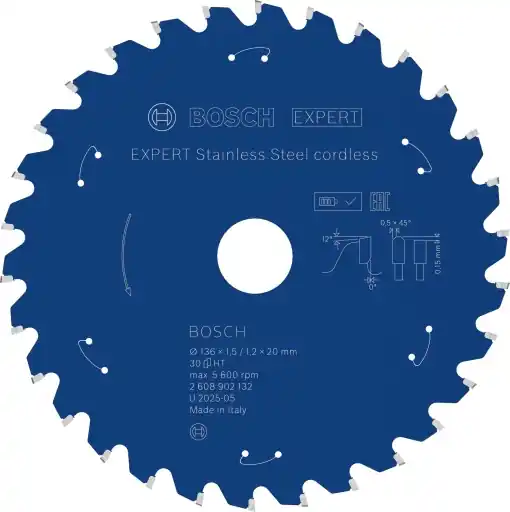 Disc Saw Bosch EXPERT pentru taiere inox, 136 mm, tehnologie carbura Preț promoțional