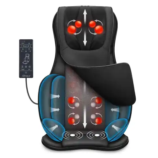 Masaj complet Snailax cu caldura, 8 role Shiatsu, vibratii si compresie Ofertă exclusivă