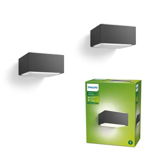 Lampa de perete Philips Hedgehog, 42W, IP44, anthrazit, set 2 bucati Ofertă