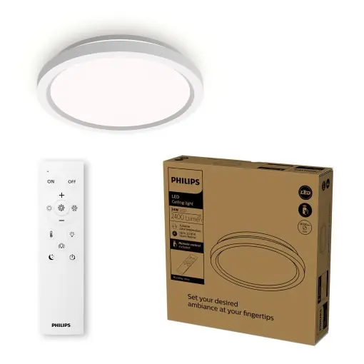 Ofertă de sezon Lampa LED Philips cu telecomanda, rotunda, 30 cm, dimabila, alba