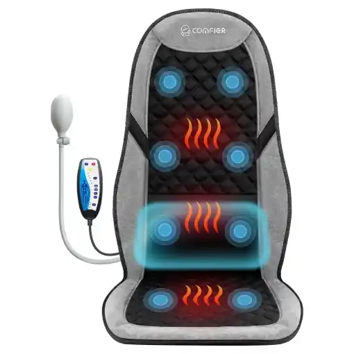 Ofertă de sezon Saltea de masaj COMFIER cu caldura, suport lombar ajustabil, 10 motoare de vibratie