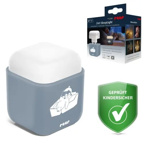 Disponibil imediat Lampa de Veghe Reer SleepLight 2in1, Blaugrau, cu Acumulator si Senor de Lumina