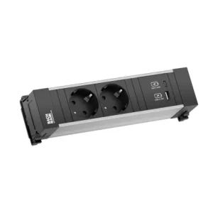 Plată sigură Prelungitor cu USB BACHMANN POWER FRAME 2xCEE73, 22W, 0,2m, Negru