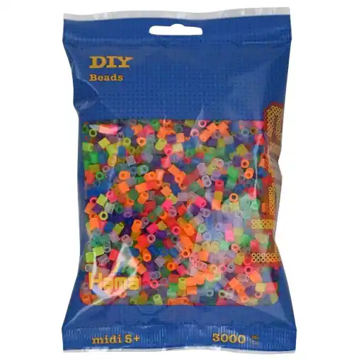 Set Perle Hama cu 3000 Perle Midi Neon Transparent, 5 mm, Creatie pentru Copii Ieftin